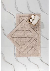 Resim Elart Frio Banyo Halısı Paspas Takımı Pamuklu 2 Adet 60x100 Cm Bej Bej 