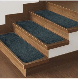 Resim Shaggy Halıdan Kaymaz Tabanlı Merdiven Basamak Paspası / Halısı 