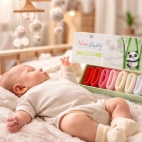 Resim Novibaby 5'li Bambu Yenidoğan Bebek Çorap I Love I 0-6 Ay 