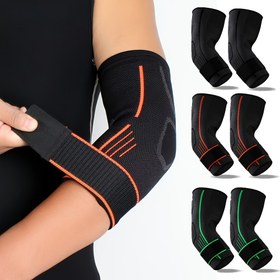 Resim 1 Çift (2 Adet) Yüksek Esneklikli Nefes Alabilir Dirsek Pedleri, Kaymaz Askı ve Dolgulu - Siyah, Turuncu, Yeşil/Siyah/Kırmızı- Tenis, Yoga, Spor Salonu, Halter için & Eklem Stabiliyetini Artırma - Fitness Eğitimi veya Koruma İçin Uygundur - Erkeklere de Kadınlara da Hedeflenmiştir - Diz Bilekten Koluna Atletik Giysiler, Tenisçi Dirseği,Dirsek Destek Kolluğu,Dirsek Kolluğu,Ağırlık Kaldırma için Dirsek Sarıcılar,Ağırlık Kaldırma için Dirseklikler,Dirsek Bandı 