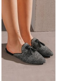 Resim Beyaz Park Moda Burnu Kapalı Günlük Hasır Terlik Siyah Siyah 