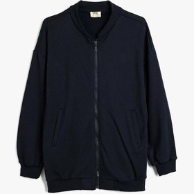 Resim Koton Çocuk Okul Sweatshirt Uzun Kollu Cep Detaylı Fermuar Kapamalı 001 Lacivert 