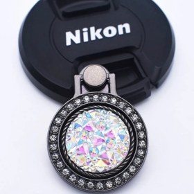 Resim GongtuShop Siyah Stil Elmas Çivili Inci Değerli Taşlar Cep Saati Cep Telefonu Yüzük Toka Braketi Cep Telefonu Evrensel Yüzük Braketi Yüzük Braketi (Yurt Dışından) 