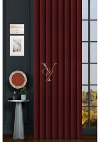 Resim İpek Kadife Fon Perde V-30 Bordo Bordo 