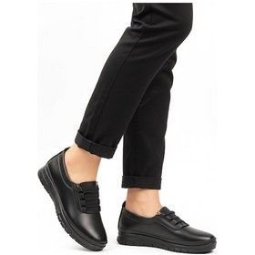 Resim Siyah Lastik Bağcıklı Hafif Esnek Kadın Casual Ayakkabı 034 Z Siyah 