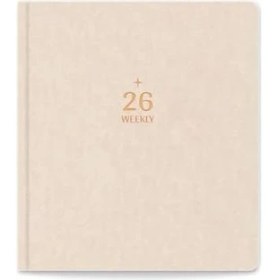 Resim Grains Global 2026 Dikey Haftalık Ajanda 12 Aylık Kir ve Suya Dayanıklı Premium Kapaklı 18X20 cm - Bej 