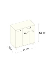 Resim AE-1076 Lavantes 4 Kapaklı Çekmeceli Beyaz Ayakkabılık Beyaz 