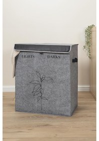 Resim 2 Gözlü Çamaşır Sepeti Çok Amaçlı Hurç Gri 53x33x60cm-25lt Katlanır Çamaşır Selesi 6lt Kova 3'lü Set Gri 