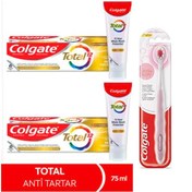 Resim Colgate Anti Tartar Diş Macunu 2 x 75 ML + Foamsoft Diş Eti Masajı Yumuşak Diş Fırçası 