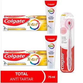 Resim Colgate Anti Tartar Diş Macunu 2 x 75 ML + Foamsoft Diş Eti Masajı Yumuşak Diş Fırçası 