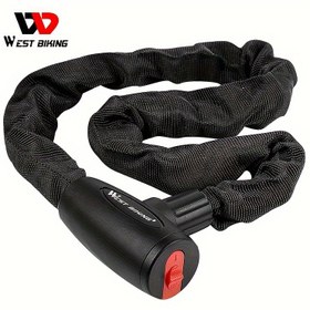 Resim WEST BIKING Ağır Hizmet Tipi Hırsızlığa Karşı Bisiklet Zincir Kilidi - Sertleştirilmiş Çelik Alaşım, Güvenli Mekanik Düğme Kontrolü, Ham Bitiş Tipi, MTB, Bisiklet, Scooter için Modal Malzeme - Bisiklet Güvenlik Aksesuarları 