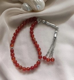 Resim Tesbih 33 Lü 08 Mm Doğal Taş Akik Sardoniks Tesbih 