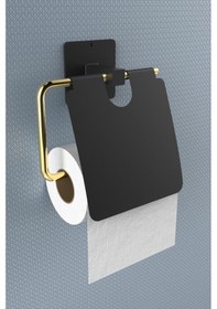 Resim Karteya Yapışkanlı Kapaklı Paslanmaz Gold Tuvalet Kağıdı Tutacağı/tuvalet Wc Kağıtlık Gold 