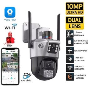 Resim Pro Rx23 6mp Dual Lens 360 Görüş Hareketli Waterproof Gece Görüş Sesli Görüşme Akıllı Kamera Çakarlı 
