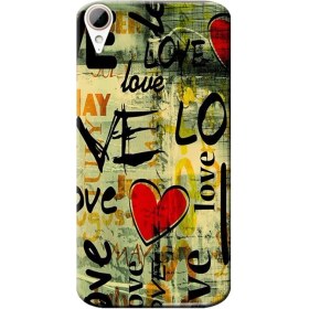 Resim Ceppare Htc Desire 828 Kılıf Desen Baskılı Silikon Kapak Kalp Graffiti STK:119 