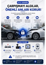 Resim 4k Araç Kamerası 3 Kameralı Ön-arka - İç Wifi Gps Park Modu Gece Görüşlü Araç İçi Kamera F6 Dash Cam 