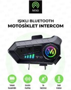 Resim M90 Y10s 5.3 Motosiklet Kask Kulaklık Intercom Işıklı Motorsiklet Interkom Güçlendirilmiş Bataryalı 
