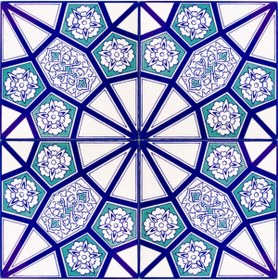 Resim Armada Çini Mavi Beyaz Ac 3 A Geometrik Desen Çini Karo 20×20 Cm 