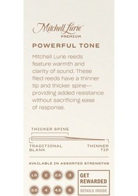 Resim D'addario Rmlp5bcl350 Mitchell Lurie Premium Bb Klarnet Kamışı No: 3.5 Profesyonel - 5'li Paket El Yapımı Kalite, Dosyalı Filed Kesim Ve Profesyonel Kontrol 