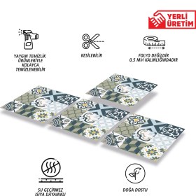 Resim Tink Kendinden Yapışkanlı Karma Green Desenli Pvc Karo 30X30 cm (4 Adet) 0,36 M2 