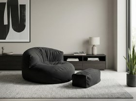 Resim Mila Modell Siyah Puff & Armut Koltuk Relax Koltuk & Ayak Puflu 