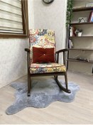 Resim Asedia Trend Ceviz Çiçekli Sallanan Sandalye Koltuk 