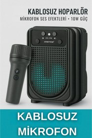 Resim LEERFEI Işıklı Yüksek Ses Party Box Bluetooth Hoparlör Taşınabilir Şarjlı Ses Sistemi Kablosuz Karaoke Mic 