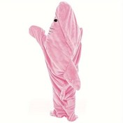 Resim 1 adet SOWOIOM Rahat Pembe Köpek Balığı Giyilebilir Battaniye - Yumuşak Flanel Kapüşonlu, Makine Yıkanabilir, Fantazi Balık Teması, 200-250gsm Örgü Kumaş, Ev, Seyahat, Kamp, Festivaller için Çok Yönlü - Köpek Tutkunları İçin İdeal Hediye 