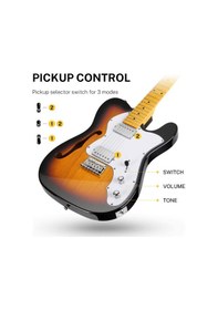 Resim Donner Djc-1000s Tl Thinline F Hole Elektro Gitar Paketi Sunburst 