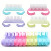 Resim 12 adet JEARLYU Macaroon Serisi Plastik Saplı Tırnak Fırçaları - Küçük Boy, 4 Renk (Beyaz, Pembe, Mor, Mavi), Evcil Hayvanlar, Ev & Salon Kullanımı İçin Nazik Kıllar - Dayanıklı Tırnak Temizleme ve Manikür Pedikür Araçları, Ergonomik Sap Tasarımı, Kolay Asılabilir Depolama 