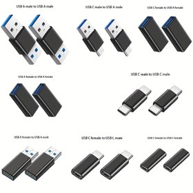 Resim 16 adet USB Adaptör Seti, USB 3.0 Dişi-Dişi ve Erkek-Erkek ve Dişi-Erkek C Mağazası ile Uyumlu MacBook, Nintendo Switch USB 3.0 Apters Kiti ile Yüksek Hızlı Dönüştürme Uzatma Bağlayıcı Bağlayıcı Dönüştürücü 
