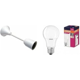 Resim Porselen Askı Takımı Duy + 8,5w Led Ampul Beyaz Led Ampul 8,5 Watt 