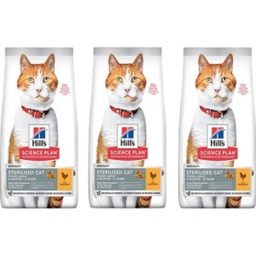 Resim Hill's Sterilised Tavuklu Kısırlaştırılmış Yetişkin Kedi Maması 3 x 1500 G 