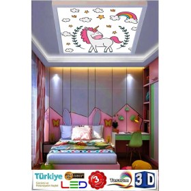 Resim Gökyüzü Panel Çocuk Avize Unicorn Tasarım LED Avize Yeni Modern LED Avize 60 x 60, 60WATT,BEYAZ Işık 