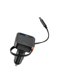 Resim Wiwu Wi-cc033 Type-c + Usb-a Hızlı Şarj Akım Korumalı Dahili Kablolu Araç Şarj Aleti 65w Siyah 