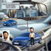 Resim MK Kendi Aracınızla Kişiye Özel Karikatür Ahşap Mdf Dikiz Ayna Süsü 