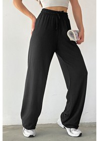 Resim Trend Alisse Beli Lastikli Cepli Bol Paça Kadın Pantolon Siyah 