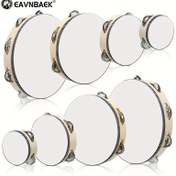 Resim 1 adet EAVNBAEK El Tamburini - Tek Sıralı Jingle Metal Perküsyon Davulu, Dayanıklı Polyester Deri Kayış, Çizilmez Yüzey, Doğal Ahşap Çerçeve - Kilise, KTV, Parti, Hediyeler için Müzik Enstrümanı 