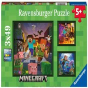 Resim Ravensburger 3x49 Parça Puzzle Minecraft 056217 