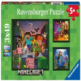 Resim Ravensburger 3x49 Parça Puzzle Minecraft 056217 