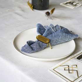 Resim Besmele Yazılı İp Detaylı Pleksi Peçete Yüzüğü - Gümüş / 12 