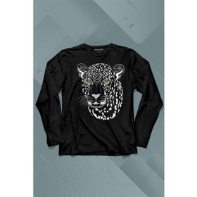 Resim Kendim Seçtim Leopard Face Çıta Lepoar Yüzü Lion Head Uzun Kollu Tişört Baskılı Çocuk T-Shirt 