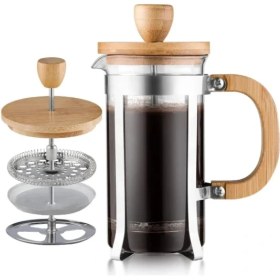 Resim Shoplet Ahşap Detaylı 600 ml Cam French Press 
