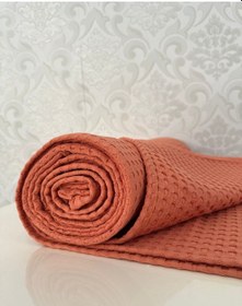 Resim Premium %100 Pamuk Çift Kişilik Yazlık Pike, Yatak Örtüsü,terletmez Kumaş Turuncu Renk 240x200cm Turuncu 