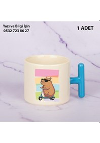Resim Capybara Kaliteli Porselen İsim Yazılabilir Premium Hediyelik Baskılı T Kupa Bardakdoğumgünühediyesi Mavi 