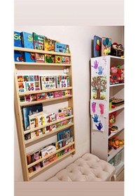 Resim Ahşap Montessori Çocuk Odası Kitaplık Rafı 