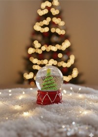 Resim Noel Yılbaşı Hediyesi Çam Ağacı Temalı Işıklı Mini Kar Küresi 6.5cm Çam Ağacı Figürlü Dekoratif Obje 