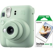 Resim Instax Mini 12 Yeşil Fotoğraf Makinesi Ve 10'lu Mini Film Fujifilm