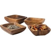 Resim El Yapımı Akasya Ağacı 6’lı Ahşap Çerezlik ve Kahvaltılık Seti – 11 cm Yuvarlak Doğal Ahşap Sunum Kaseleri, Şık ve Fonksiyonel Mutfak Sunum Gereçleri (Kare) 