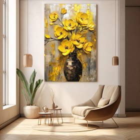 Resim Vazoda Sarı Çiçekler - 80x120 ( Çok Satan ) 